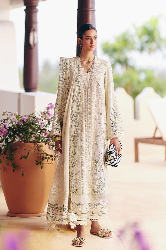 Off White|3 Piece Embroidered Lawn Suit