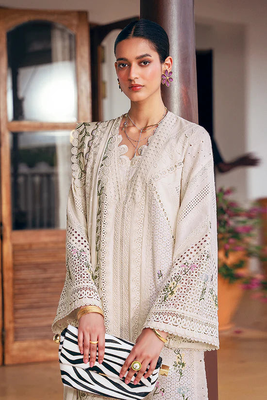 Off White|3 Piece Embroidered Lawn Suit