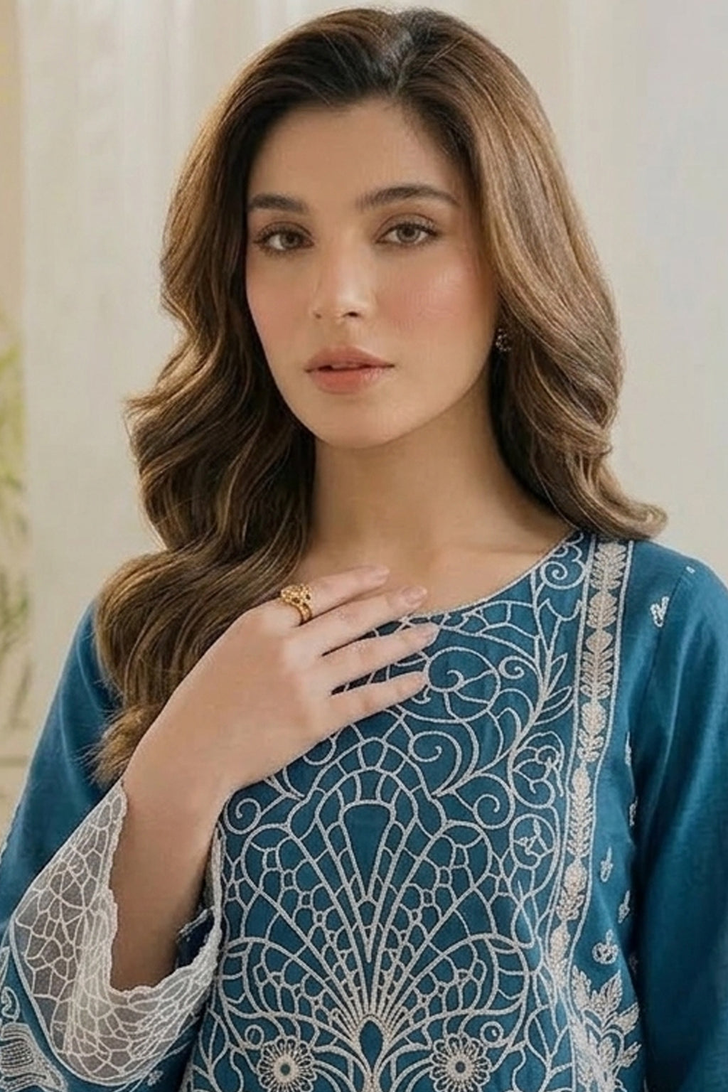 Aab-e-Neel | 3 Piece embroidered suit