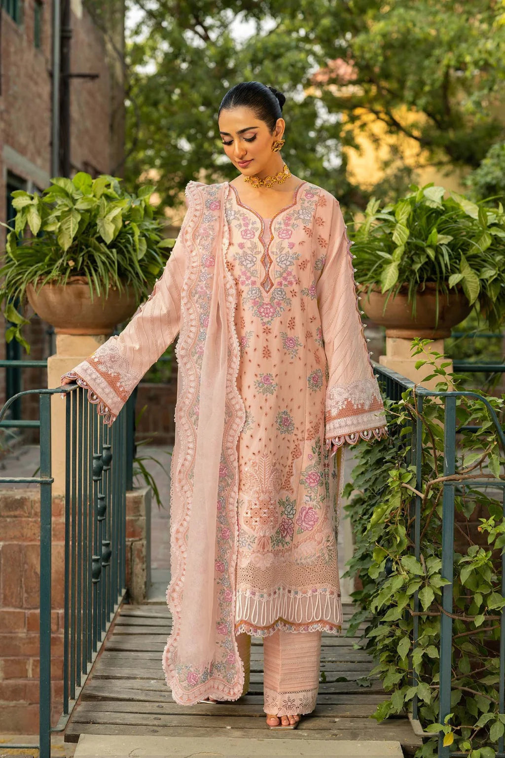 Peachy Glow |3 Piece Embroidered Lawn Suit