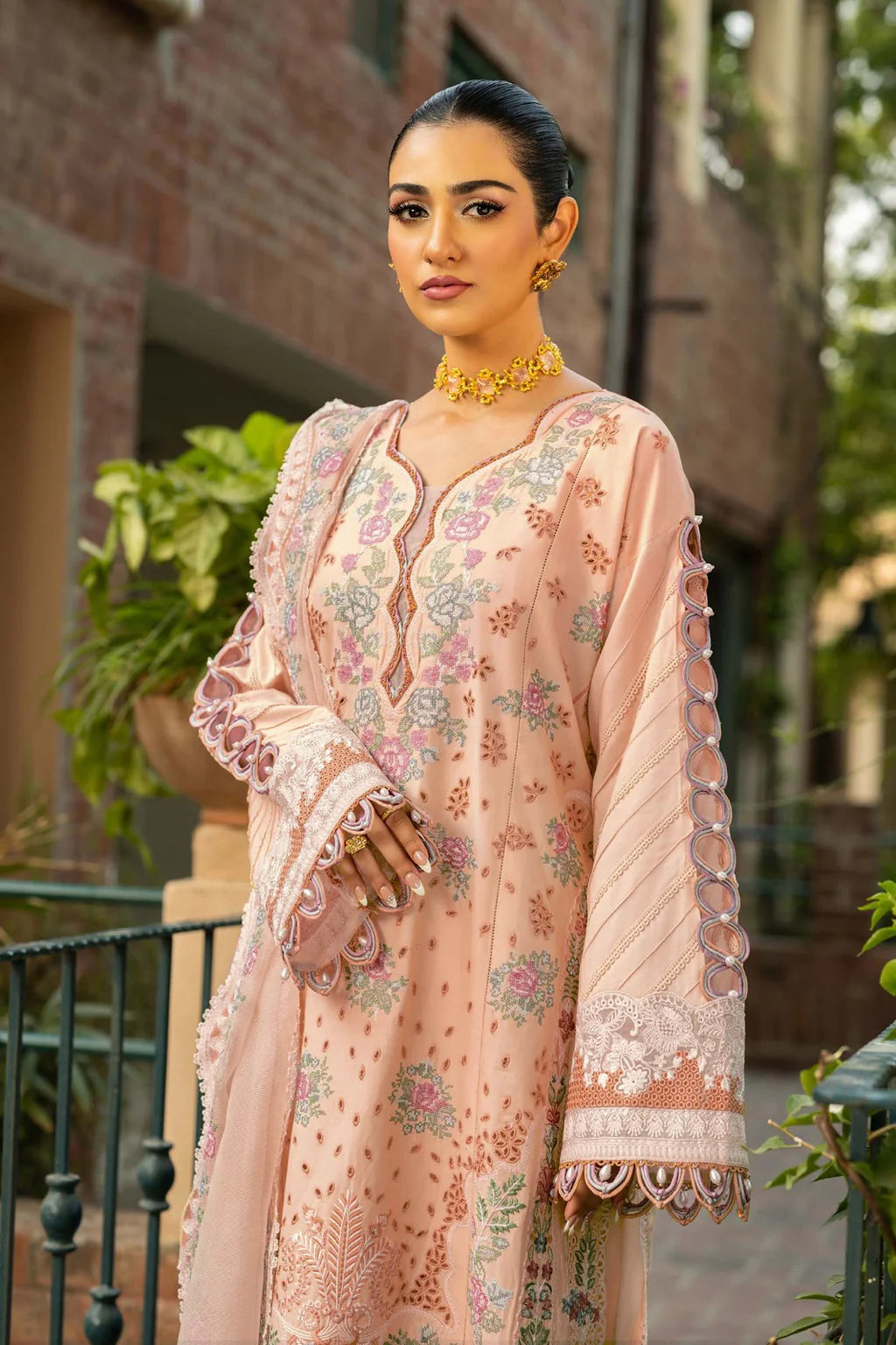 Peachy Glow |3 Piece Embroidered Lawn Suit