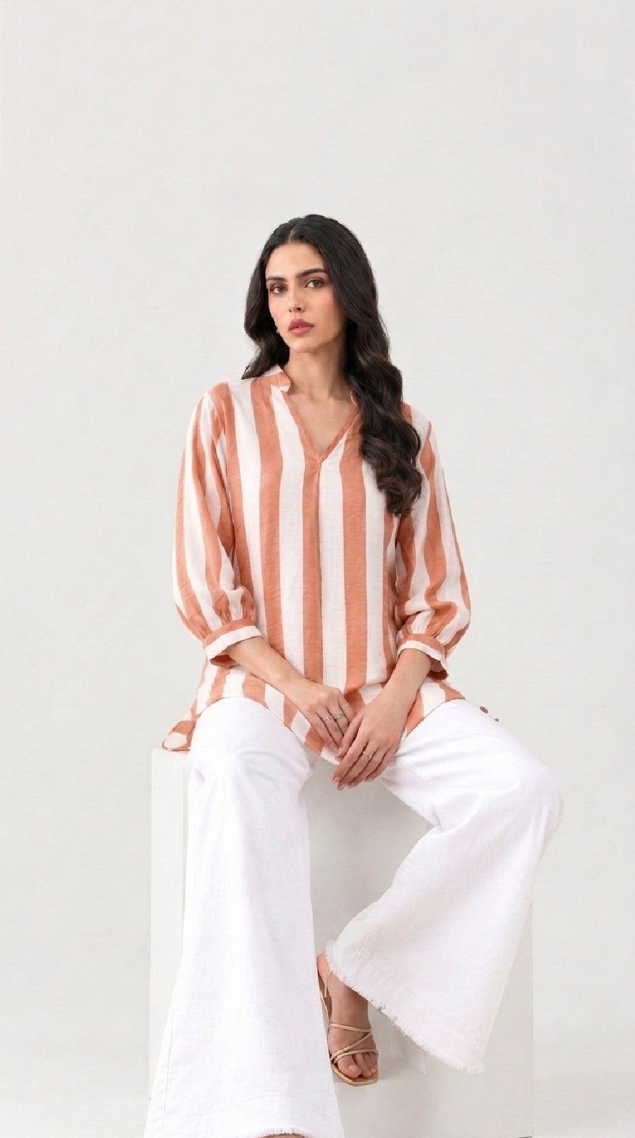 Soft Coral Cropped Shirt