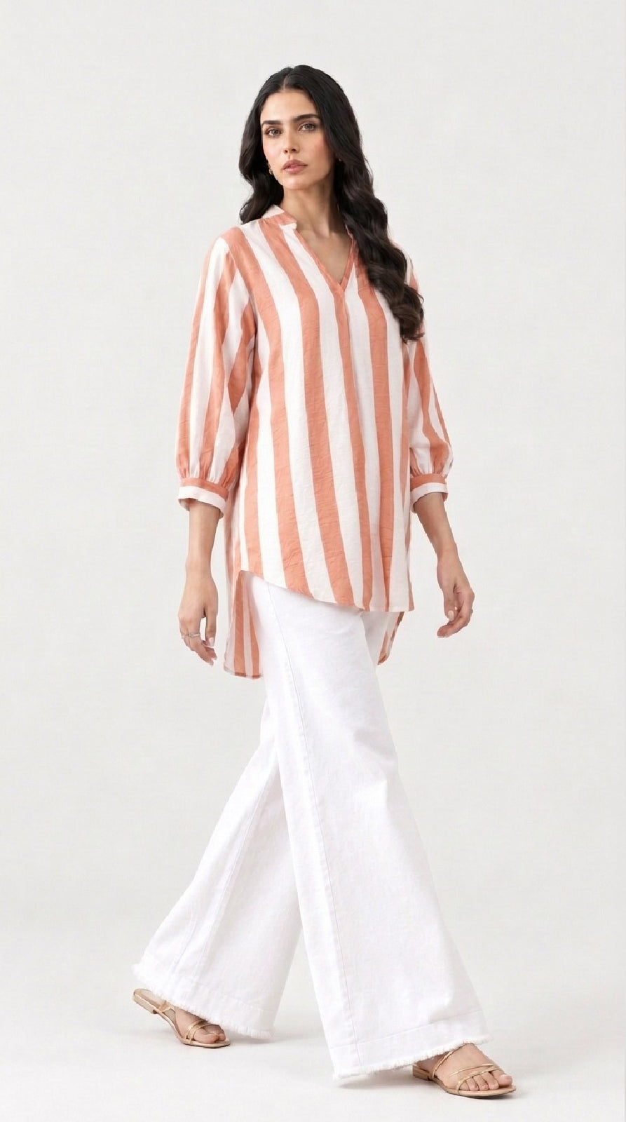 Soft Coral Cropped Shirt