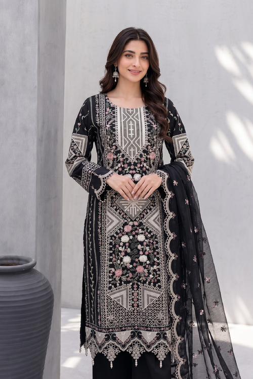 Royal Black - Luxury Embroidered Suit for Women