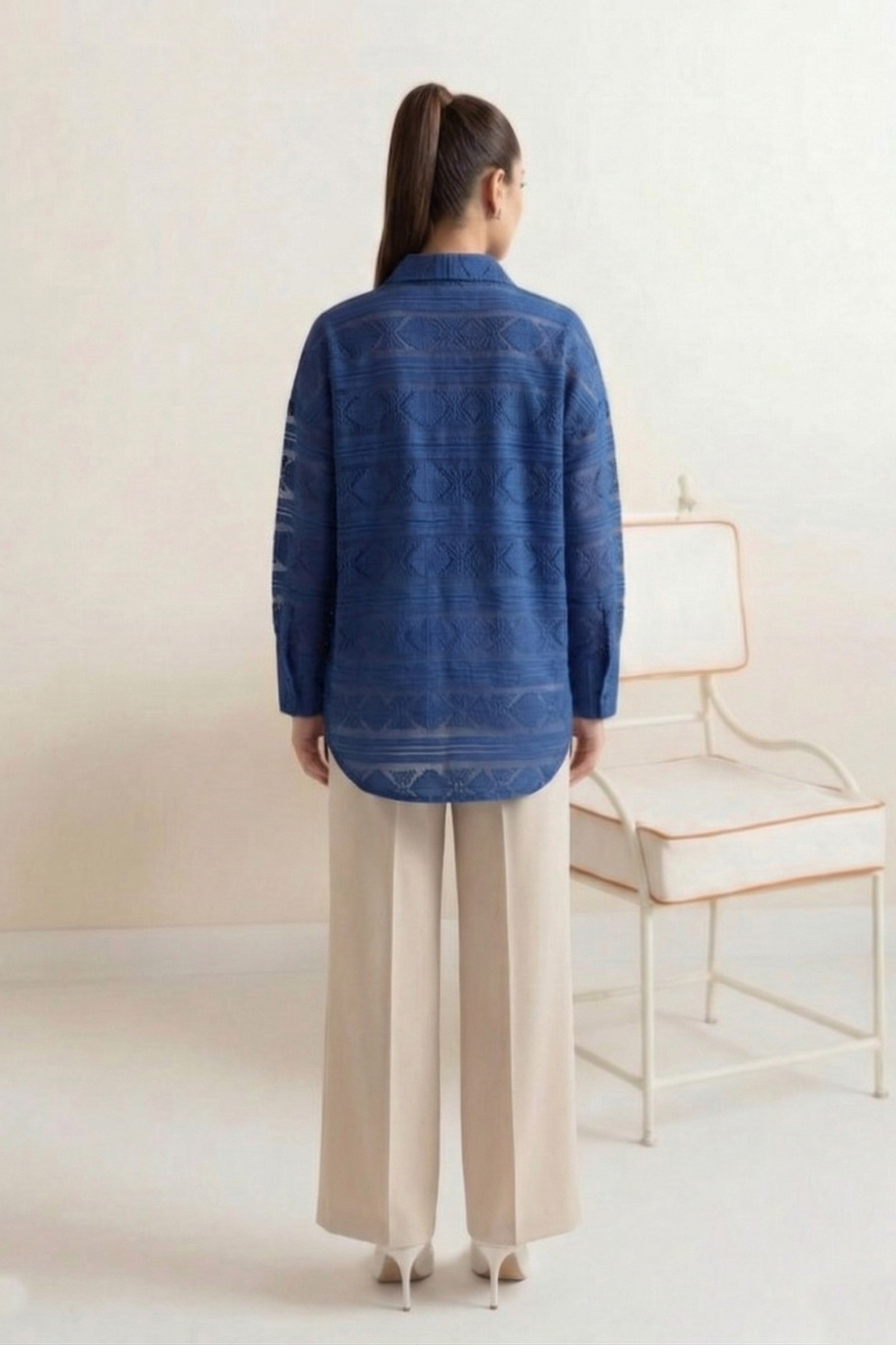 Navy Whisper Textured Lawn Shirt