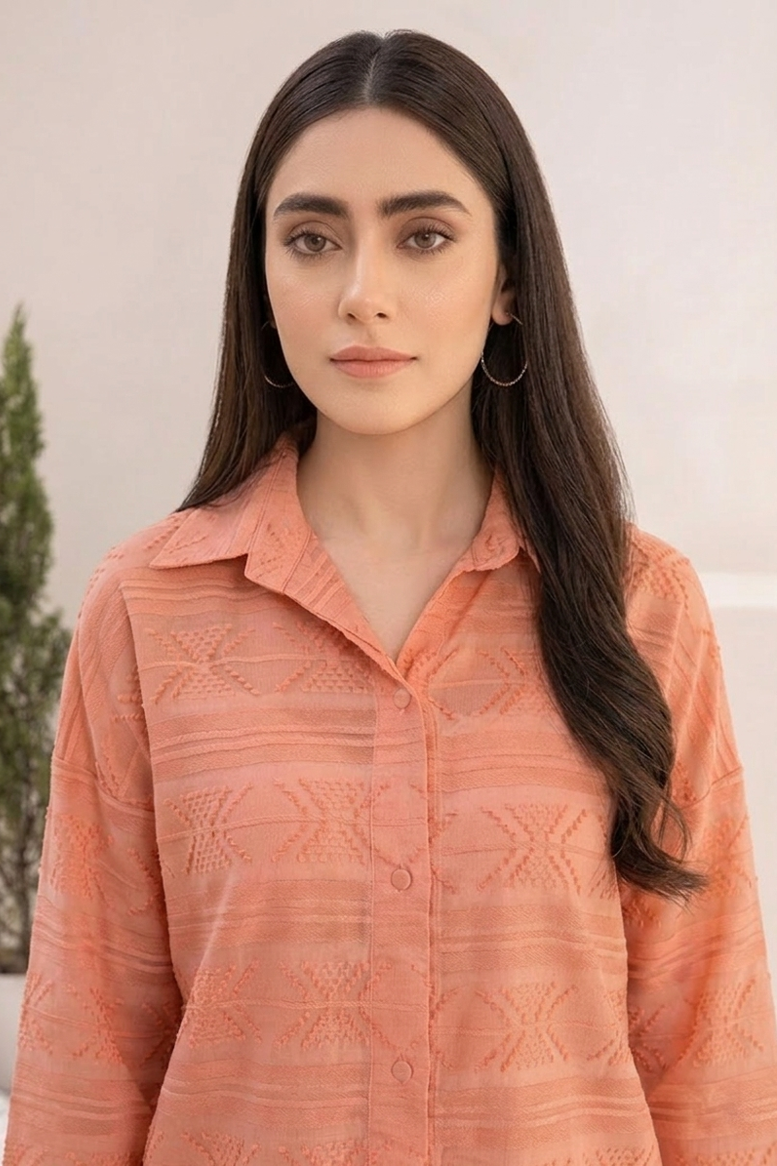 Apricot Veil Textured Shirt