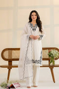 Sufaid Saaz 3-Piece – Embroidered Lawn & Scalloped Organza