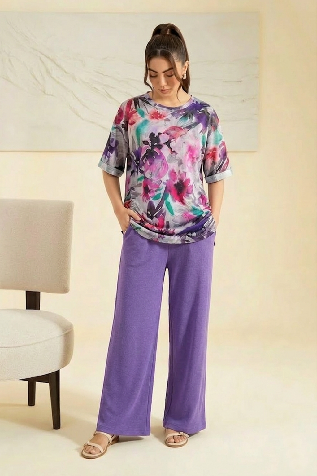 Floral Abstract– Tees & Bottom Set