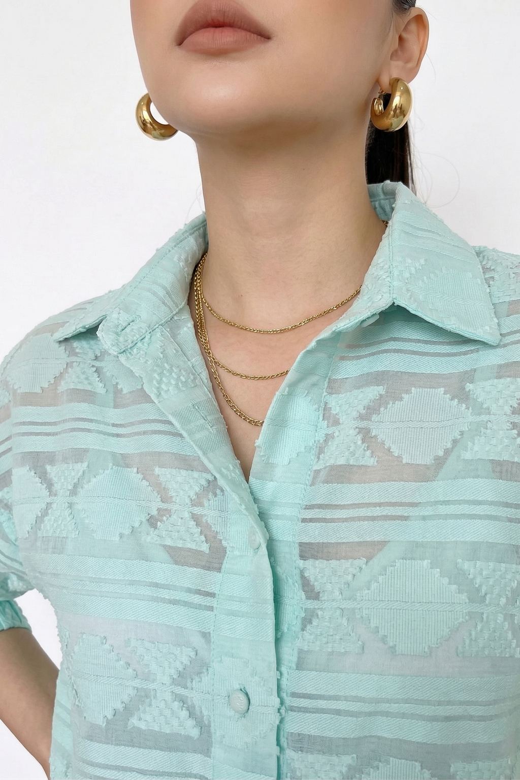 Aqua Veil Textured Shirt
