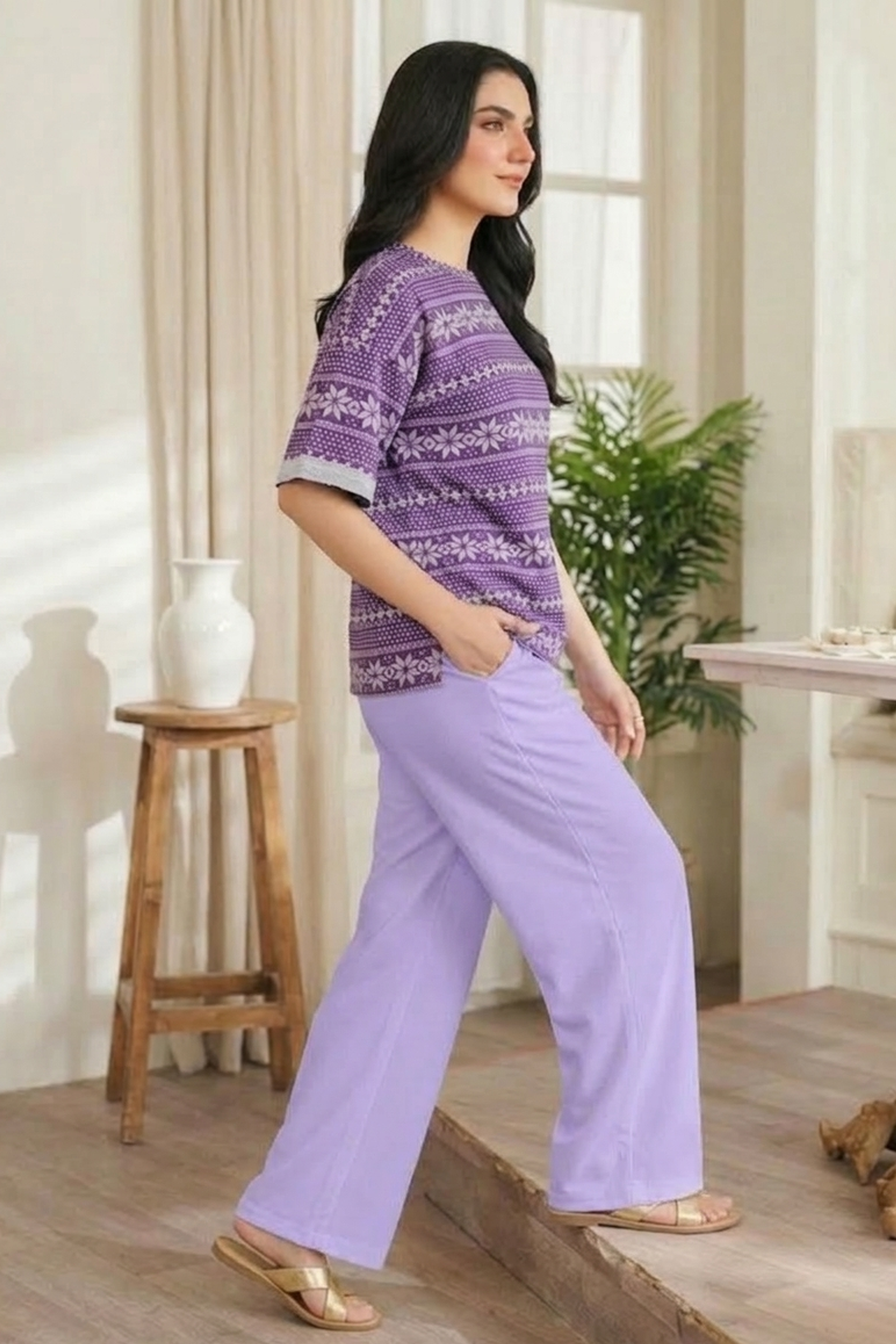 Violet Weave – Tees & Bottom Set