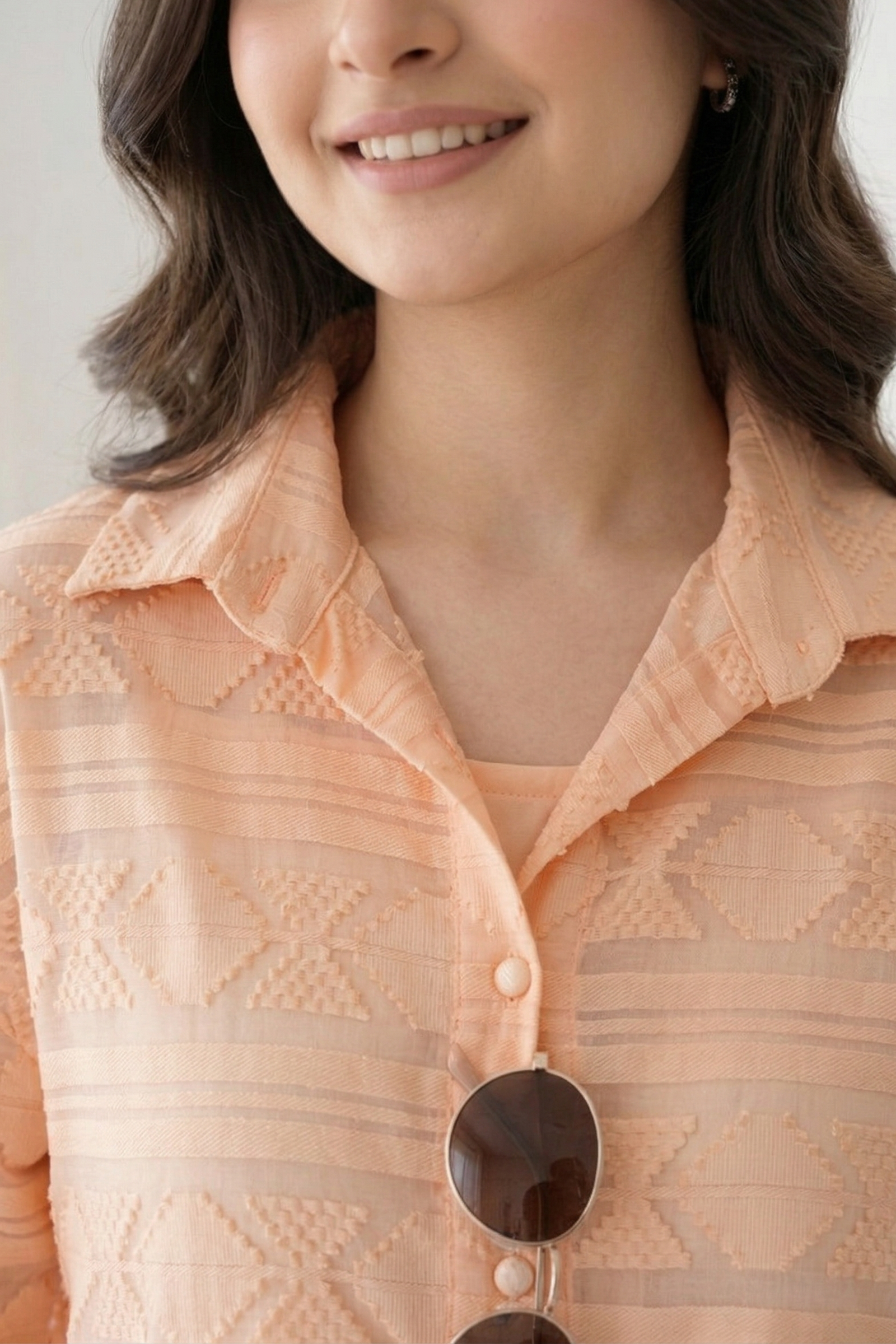 Peach Muse Textured Shirt
