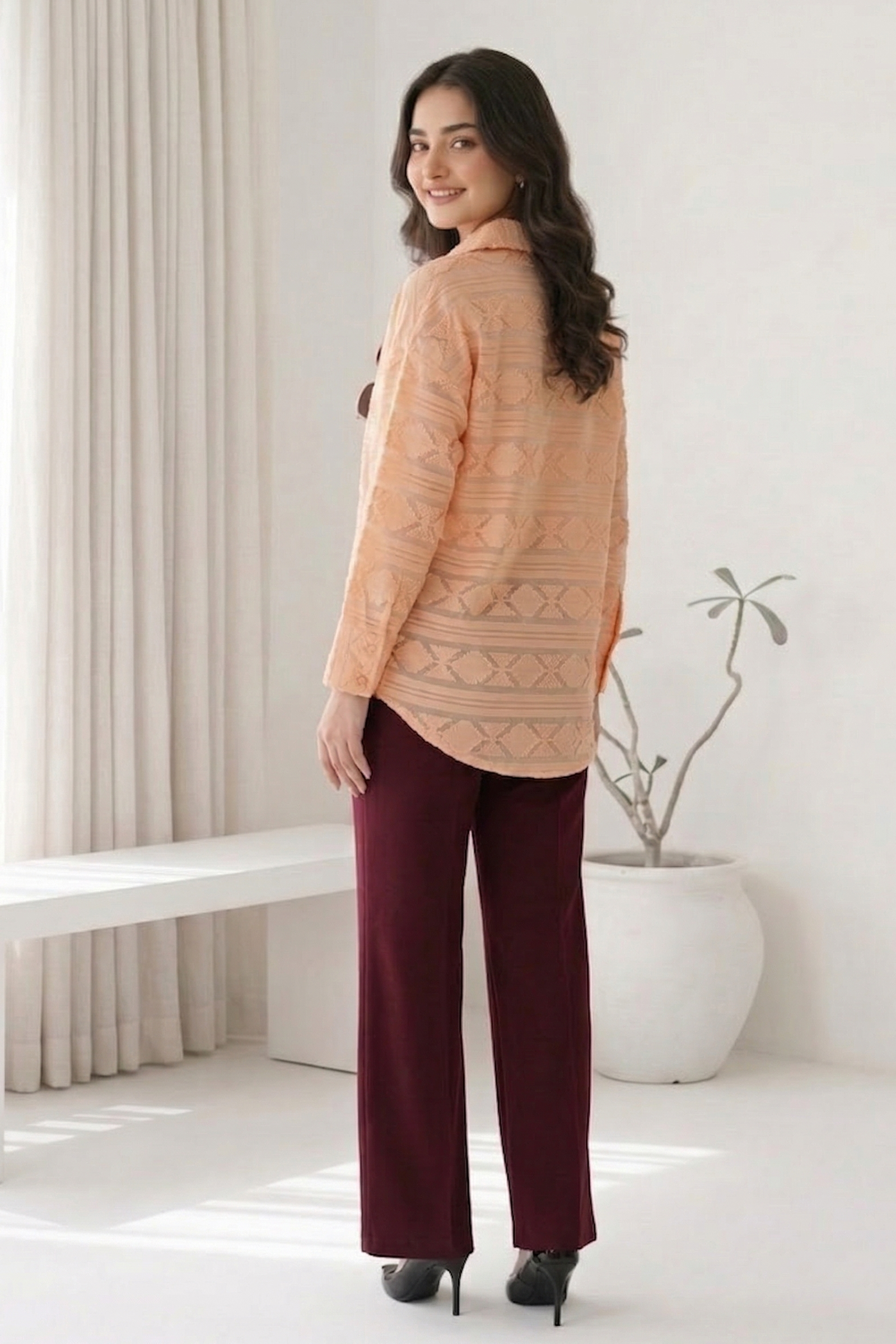 Peach Muse Textured Shirt