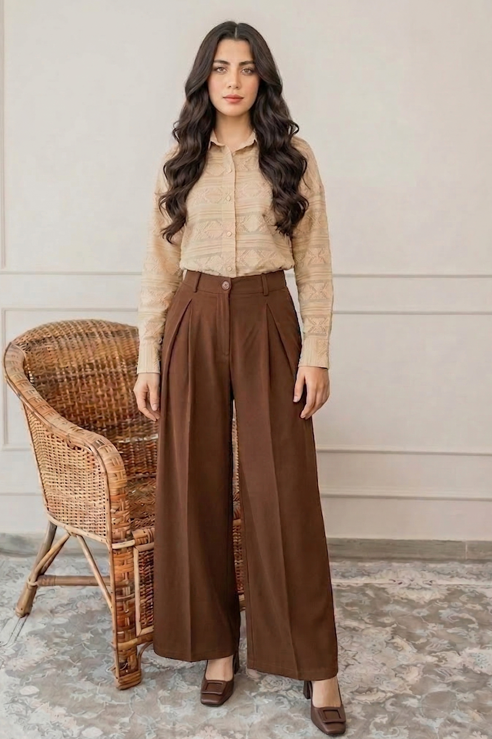 Sand Beige Textured Shirt